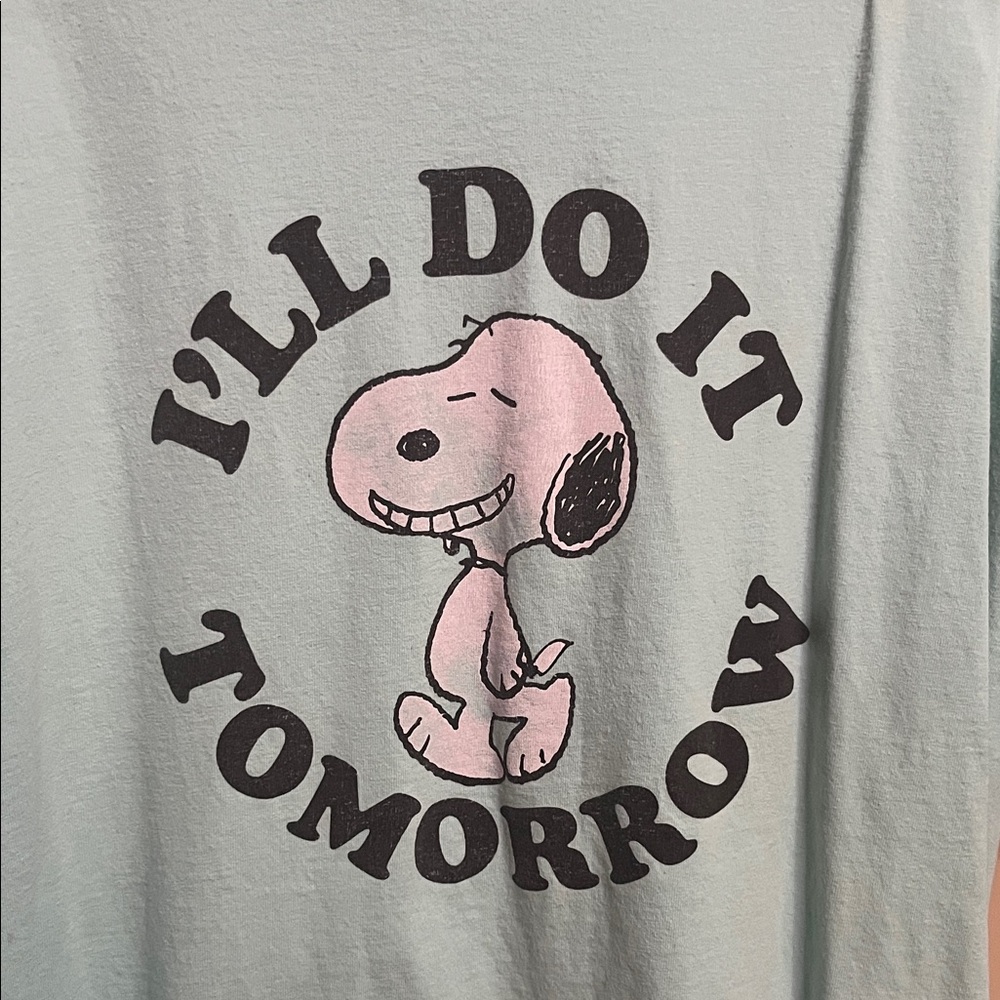 Peanuts Snoopy I’ll Do It Tomorrow Large Shirt